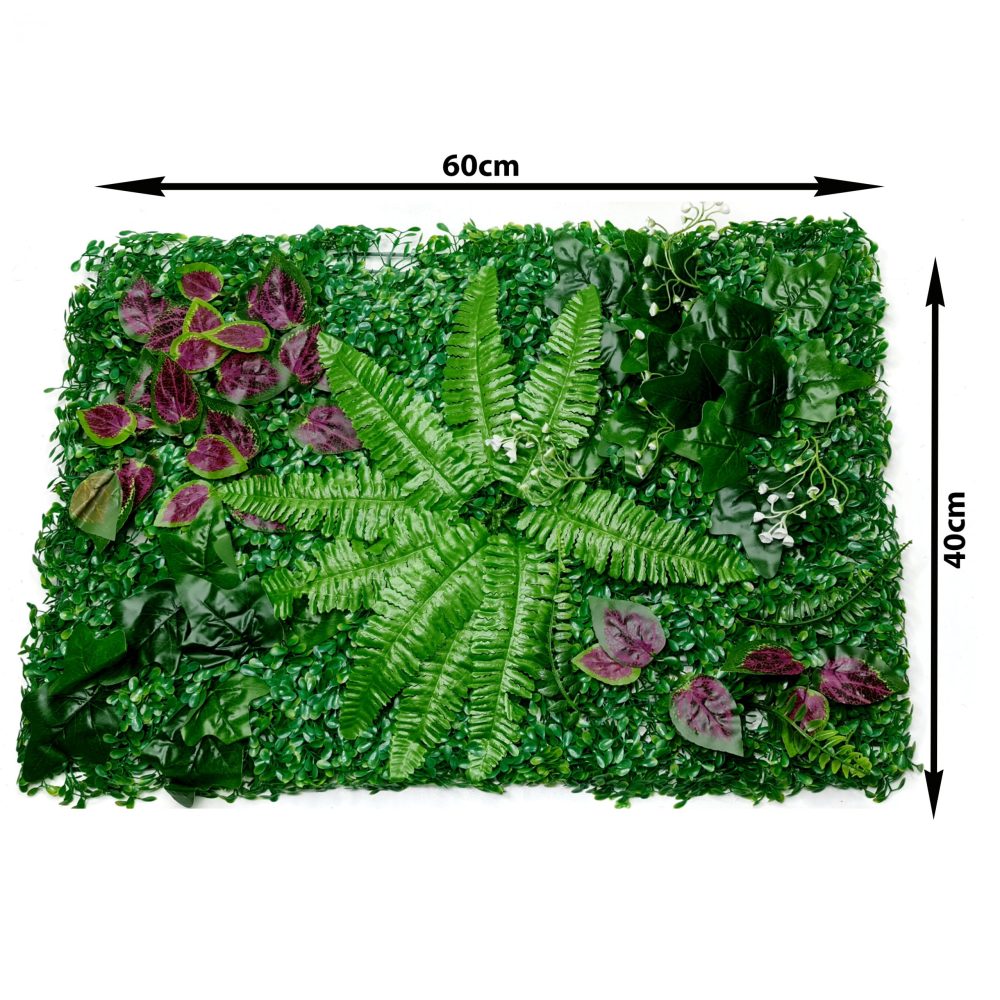 Artificial plant wall with customizable flowers and leaves 60x40cm