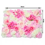 Artificial Flowers Panel For Decoration Light Pin & White  60x40cm