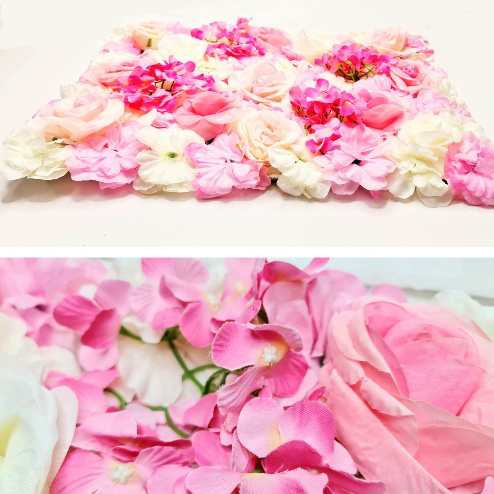 Artificial Flowers Panel For Decoration Light Pin & White  60x40cm - Image 3