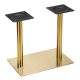 Heavy-duty gold double pedestal table base for commercial restaurant dining