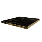 High Quality Marble Effect Tabletop - Size 70X70CM - Black & Gold Finish & Gold Frame