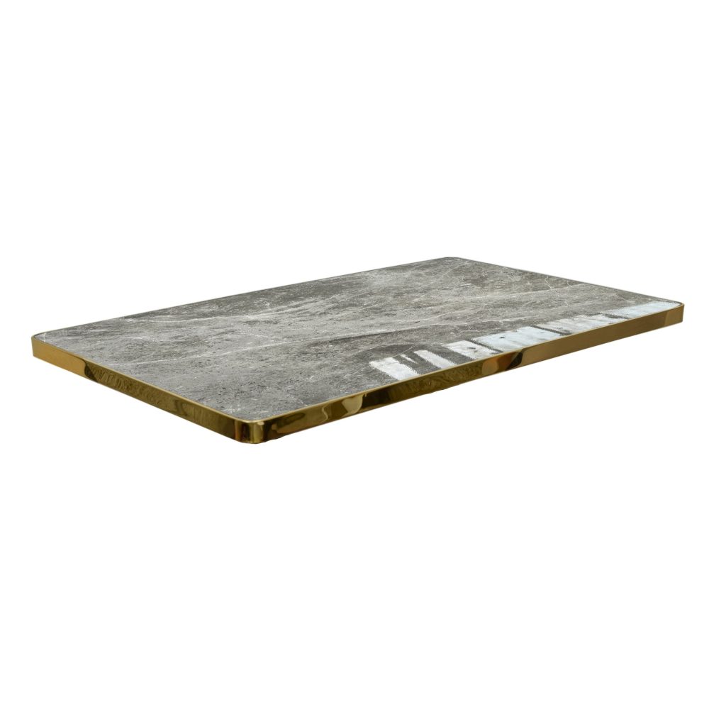 High Quality Marble Effect Tabletop - Size 120X70CM - Grey with Gold Frame