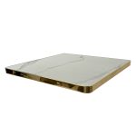High Quality Engineered Stone Marble Tabletop - Size 70X70 & 60x60cm- White Finish with Gold Frame