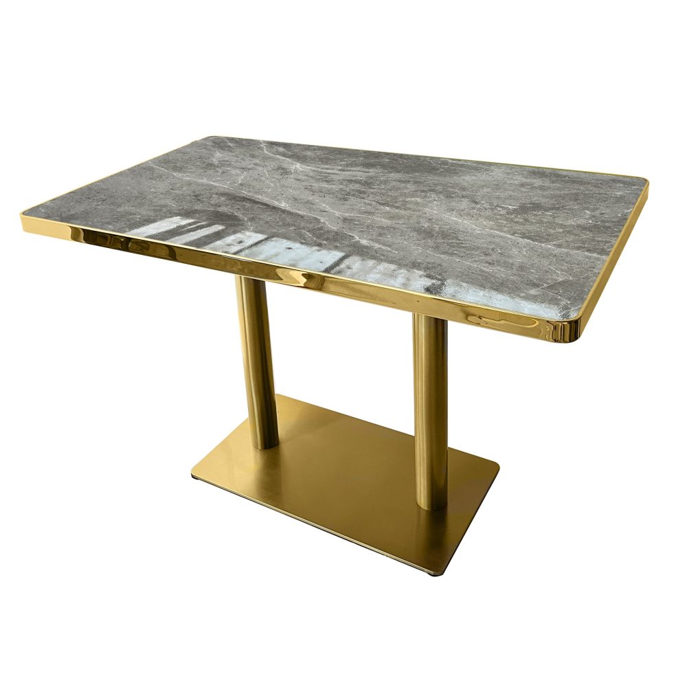 High Quality Marble Effect Tabletop - Size 120X70CM - Grey with Gold Frame - Image 2