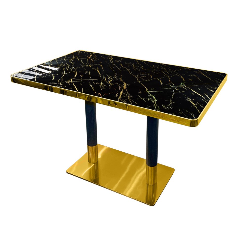 Marble Table Black & Gold Base