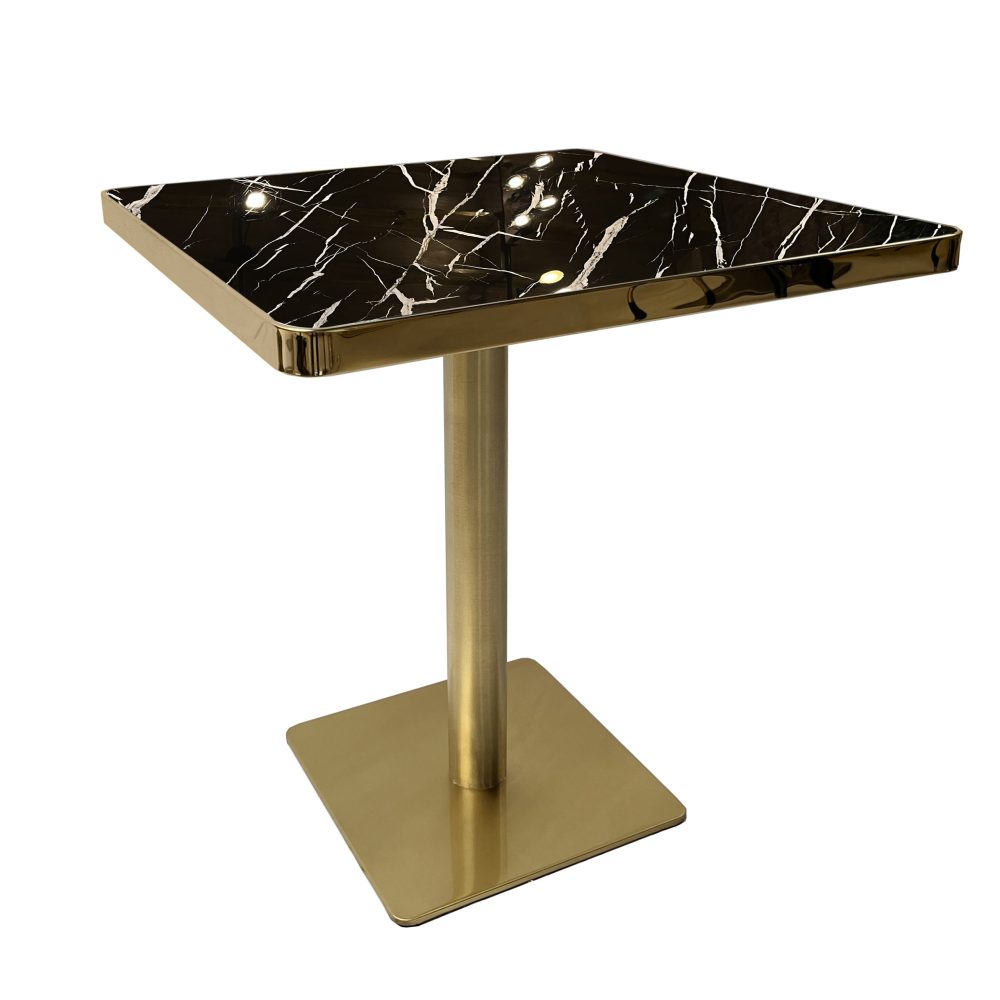 Midnight Gold Marble 2-4 Seat Table with Gold Cast Iron Legs - Image 8