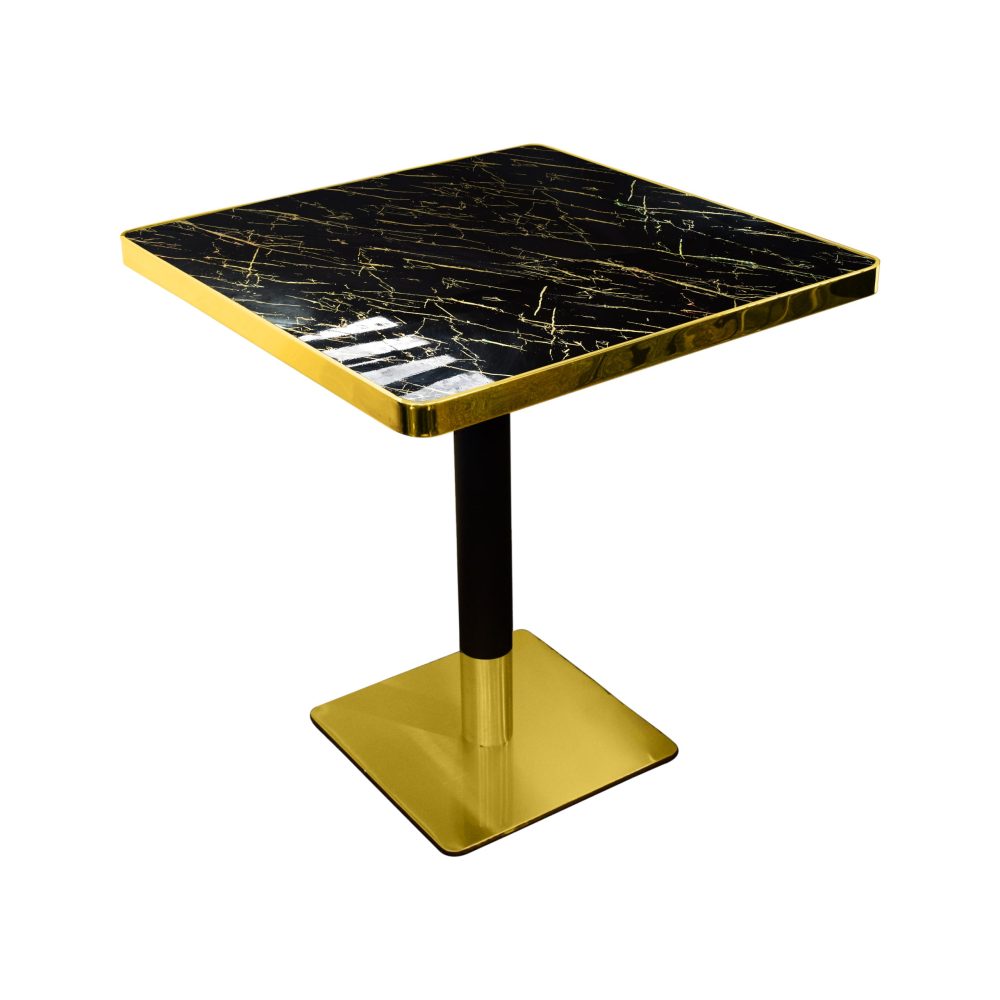 Marble Dining Table 2-4 Seat Black & Gold Base - Image 5