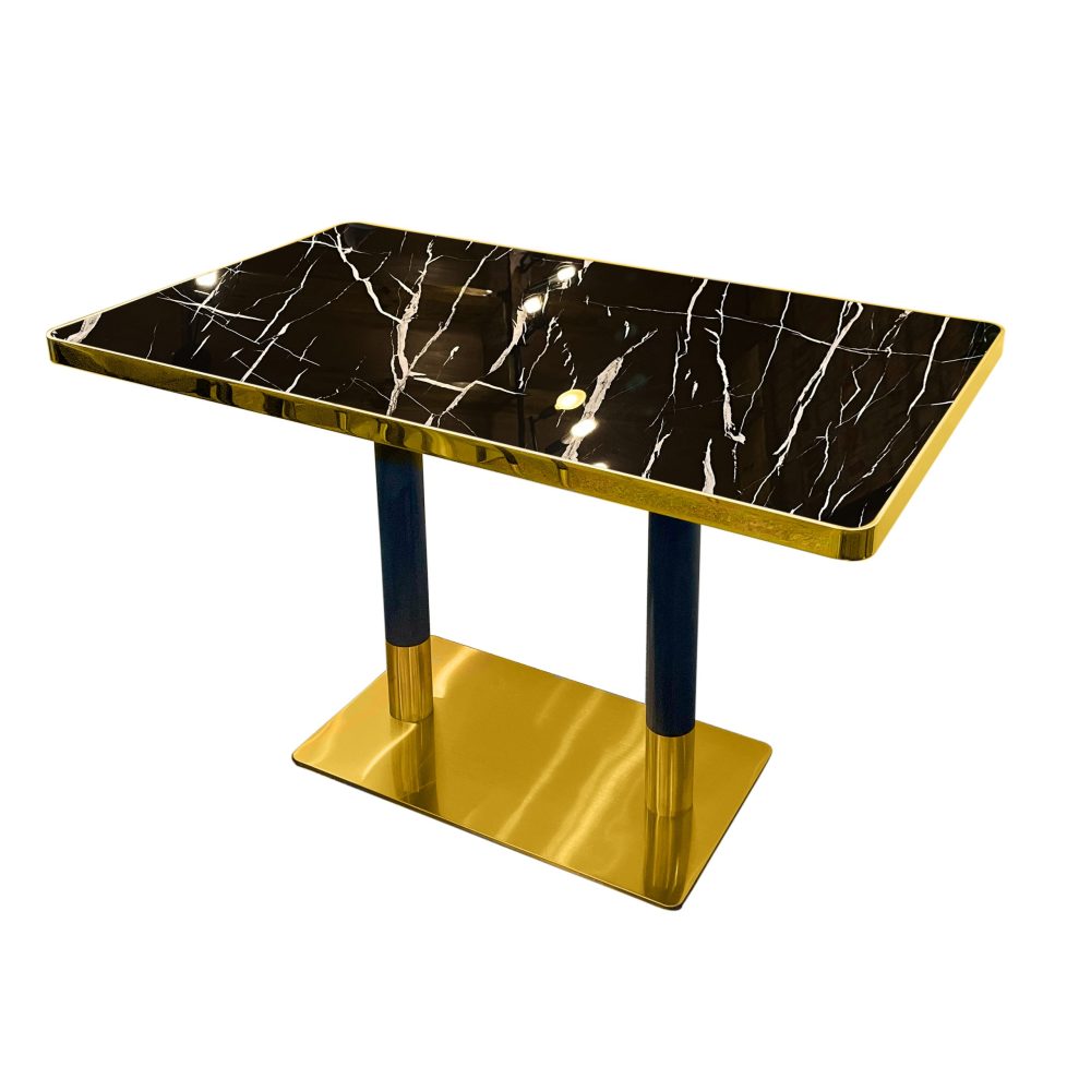 Marble Table Black & Gold Base