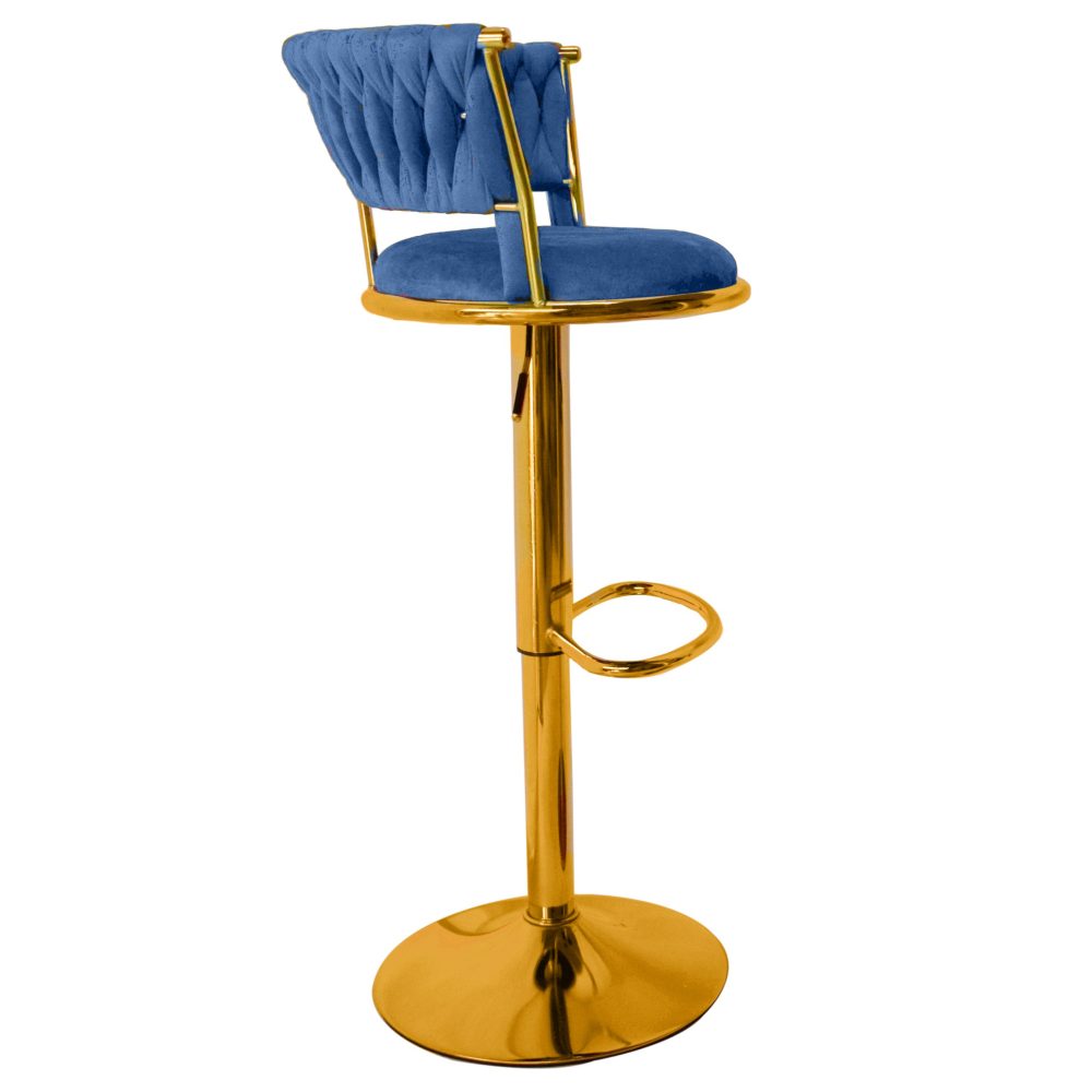 Wave Velvet Stool Chair with Metal Adjustable Gold Base - Image 9