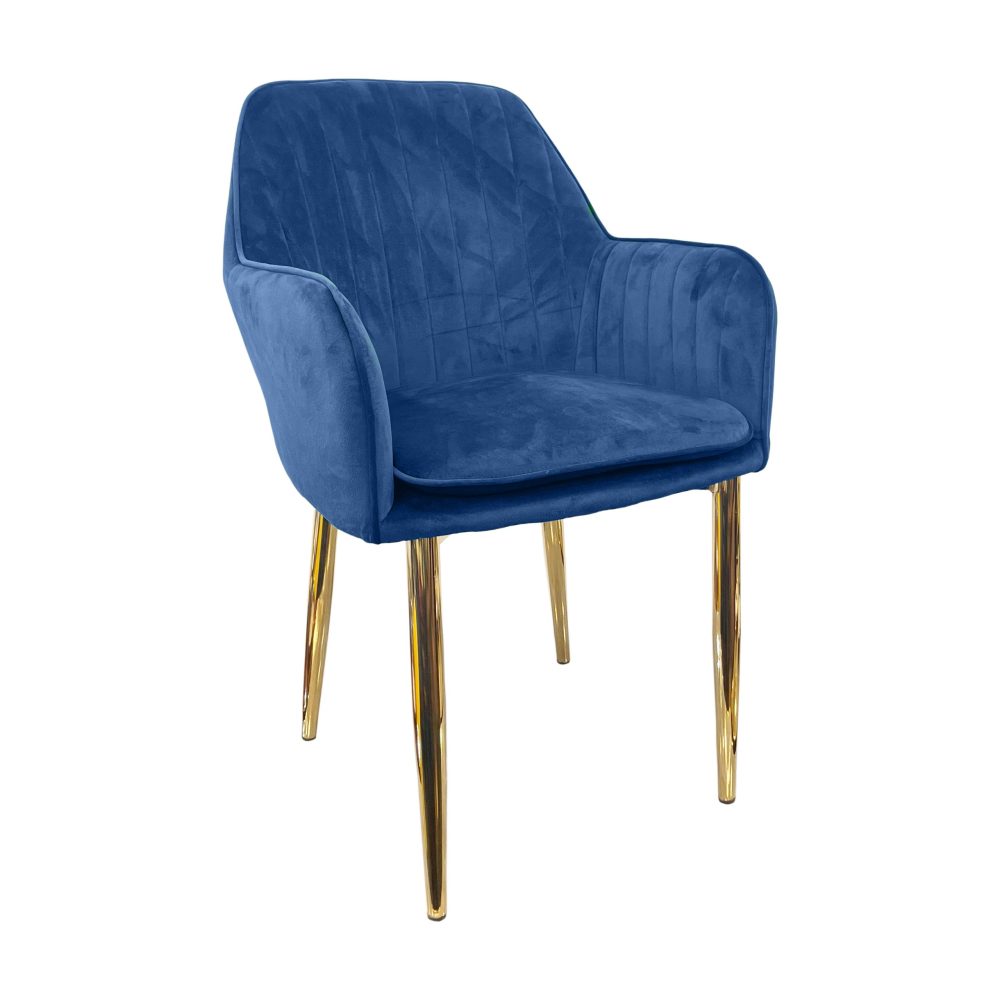 Durant Sustainable Velvet Armchair with Gold Metal Legs - Image 5