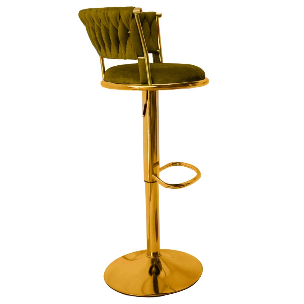 Wave Velvet Stool Chair with Metal Adjustable Gold Base - Image 8