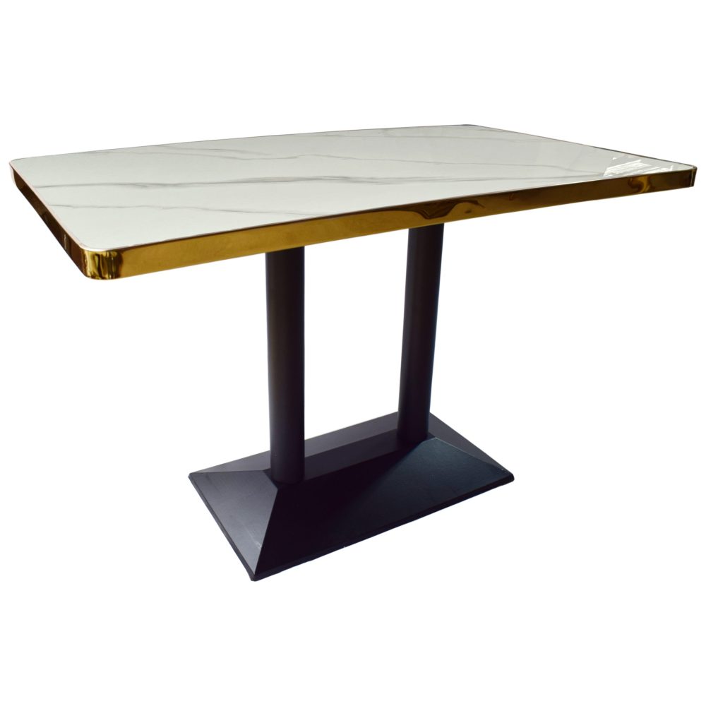 Marble Table 4-6 Seat Black Pyramid Base - Image 9