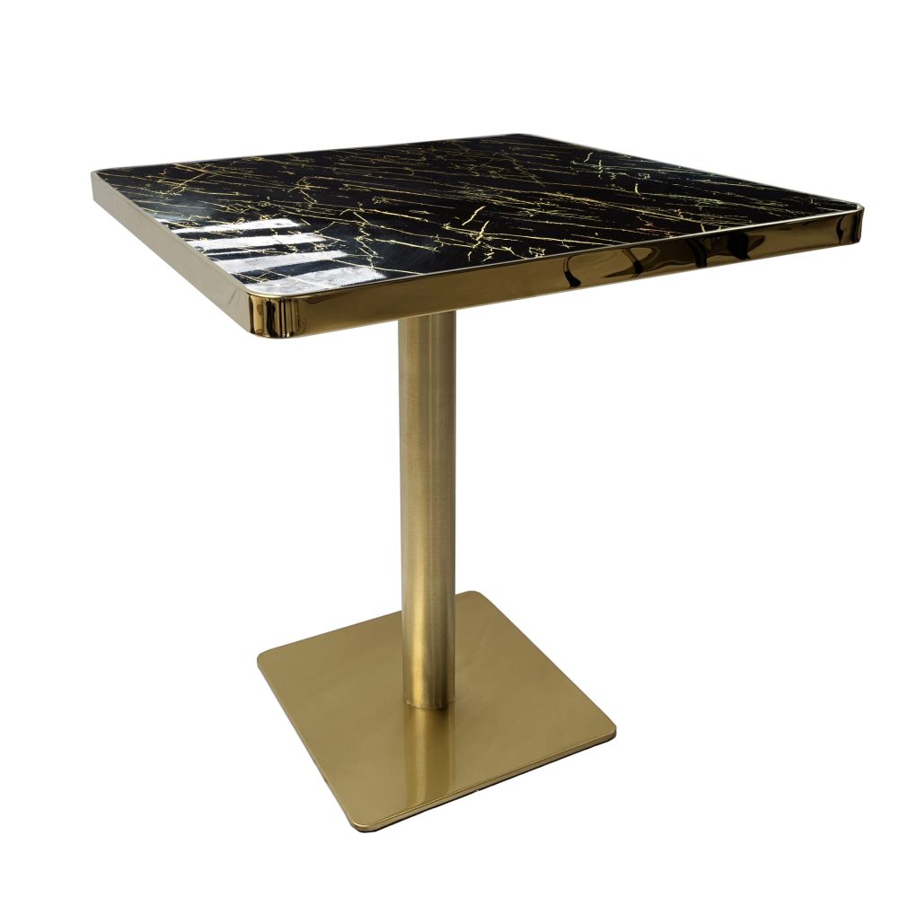 Midnight Gold Marble 2-4 Seat Table with Gold Cast Iron Legs - Image 4