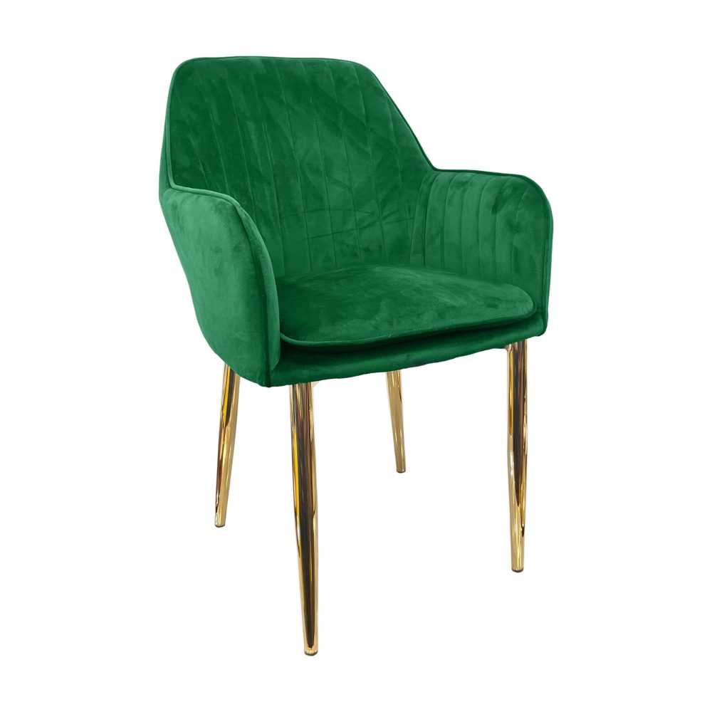 Durant Sustainable Velvet Armchair with Gold Metal Legs - Image 4