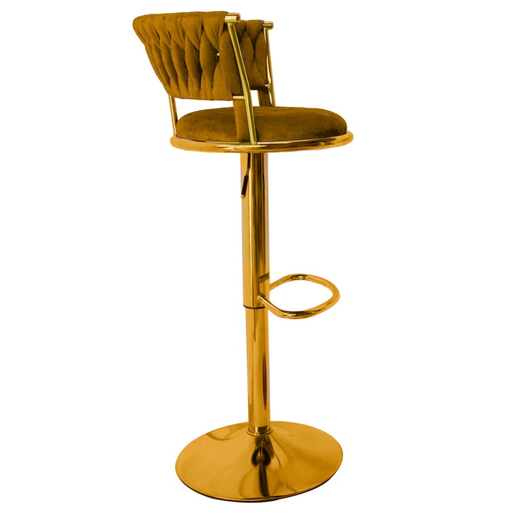 Wave Velvet Stool Chair with Metal Adjustable Gold Base - Image 6