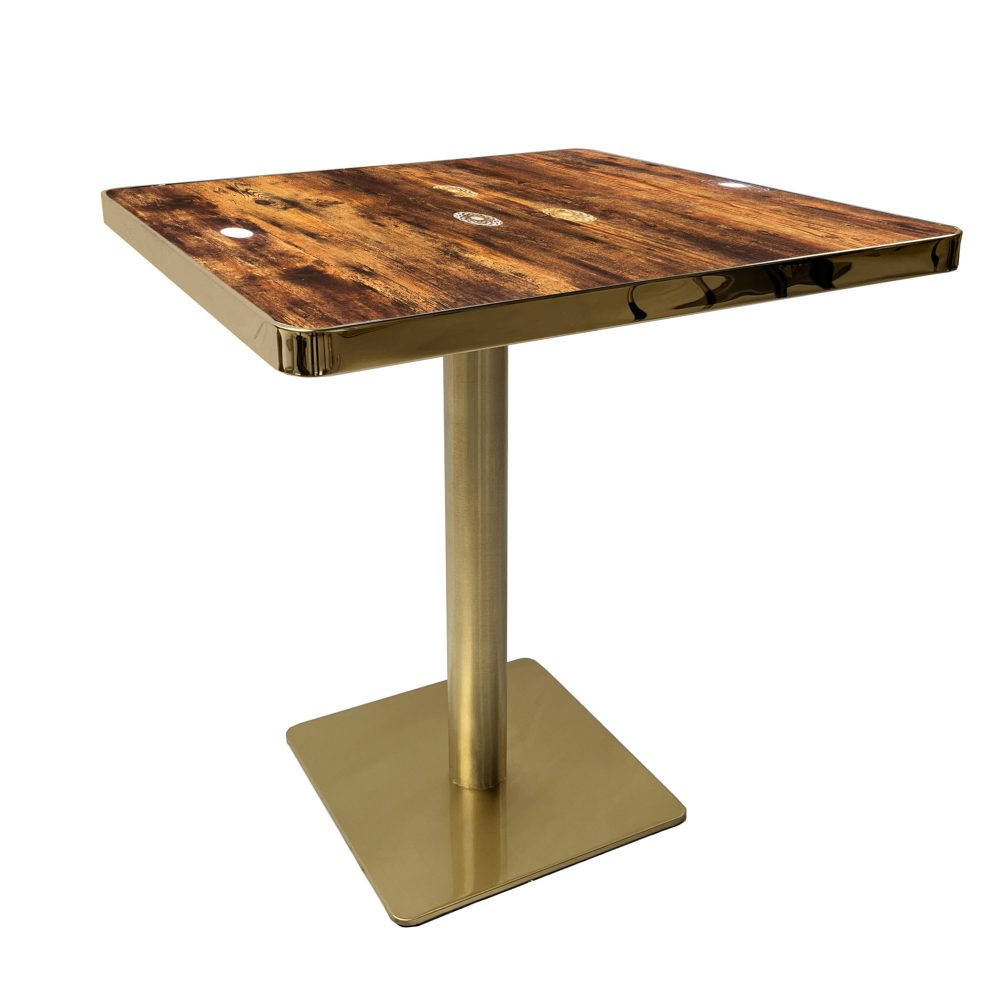 Midnight Gold Marble 2-4 Seat Table with Gold Cast Iron Legs - Image 5