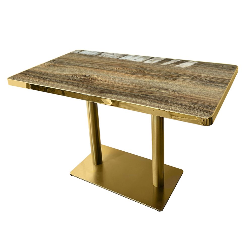 Midnight Gold Marble 4-6 Seat Table with Gold Cast Iron Legs - Image 4