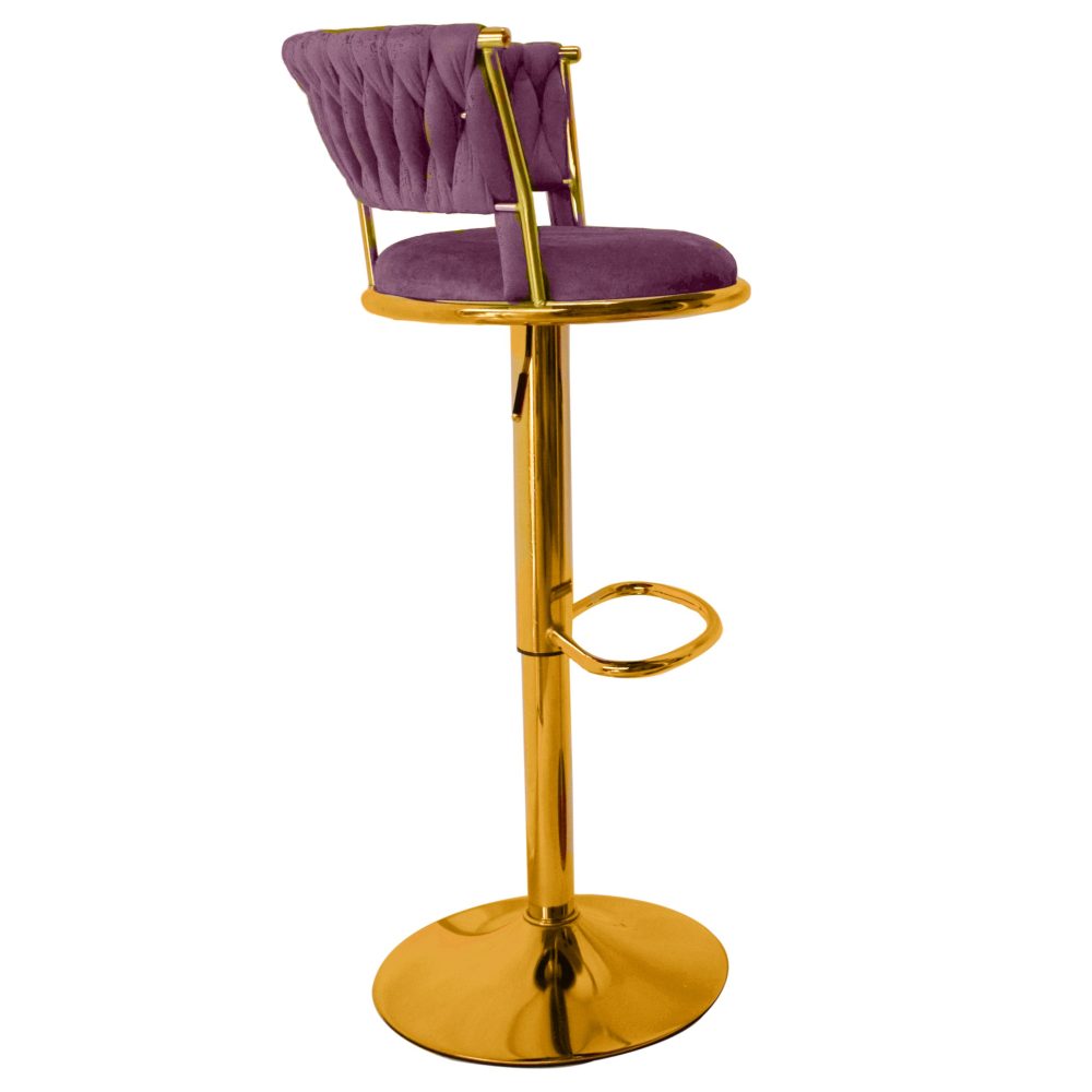 Wave Velvet Stool Chair with Metal Adjustable Gold Base - Image 5