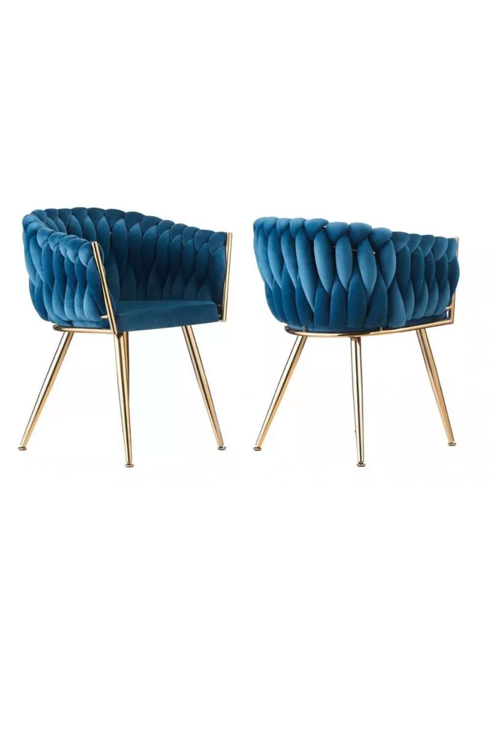 Wave Velvet Armchair with Gold Metal Legs - Image 12