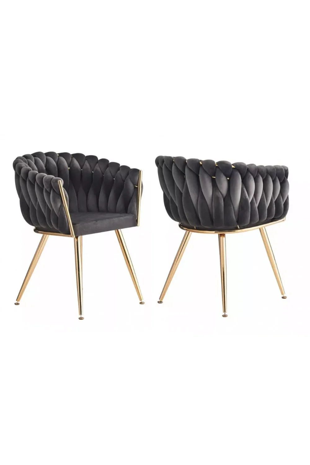 Wave Velvet Armchair with Gold Metal Legs - Image 5