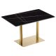 rectangular table with a sleek engineered marble black table top. Suited for any environment with durability.