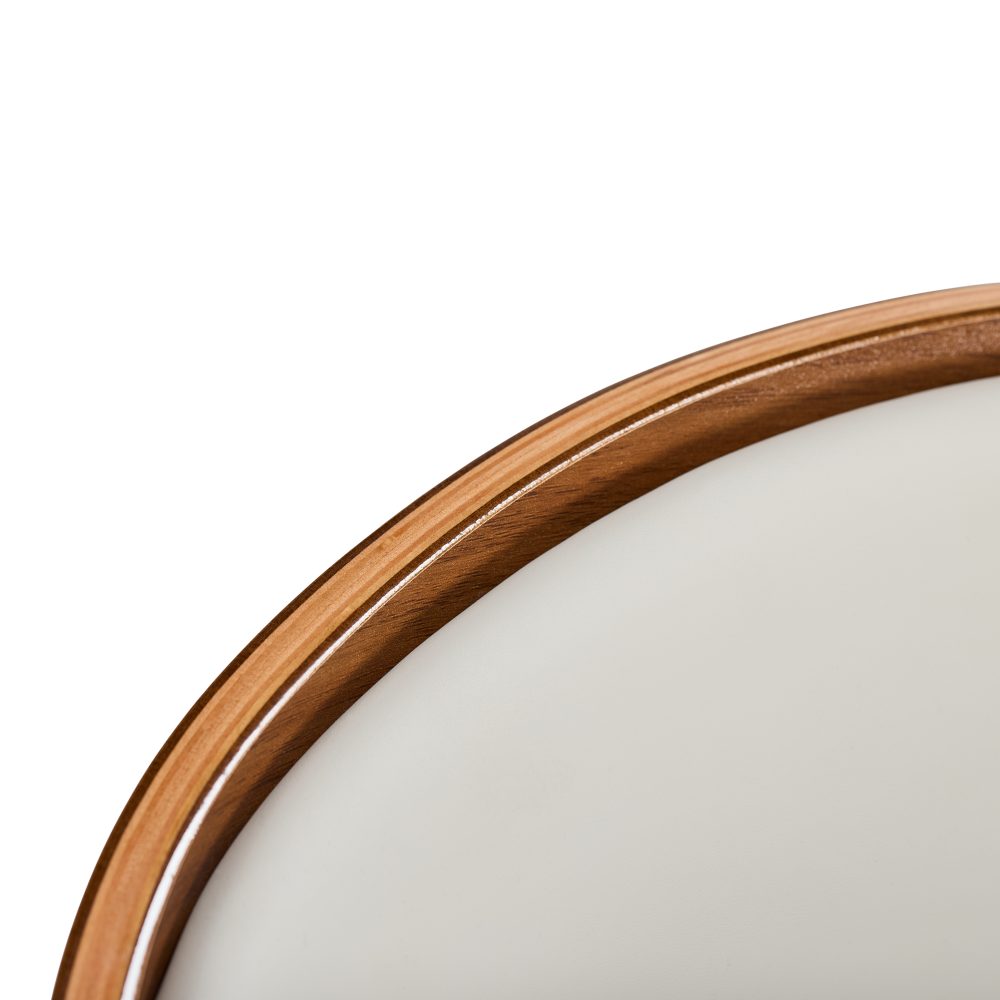 Wood Faux Leather Chair - The Mezzaluna Chair - Cream - Image 10