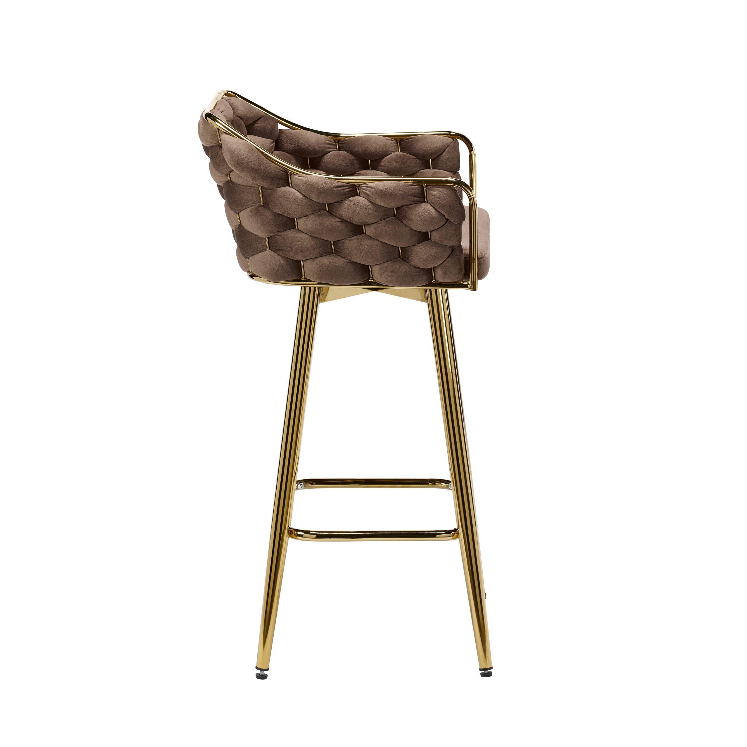 Knotted Brown Velvet Bar Stool - Image 3