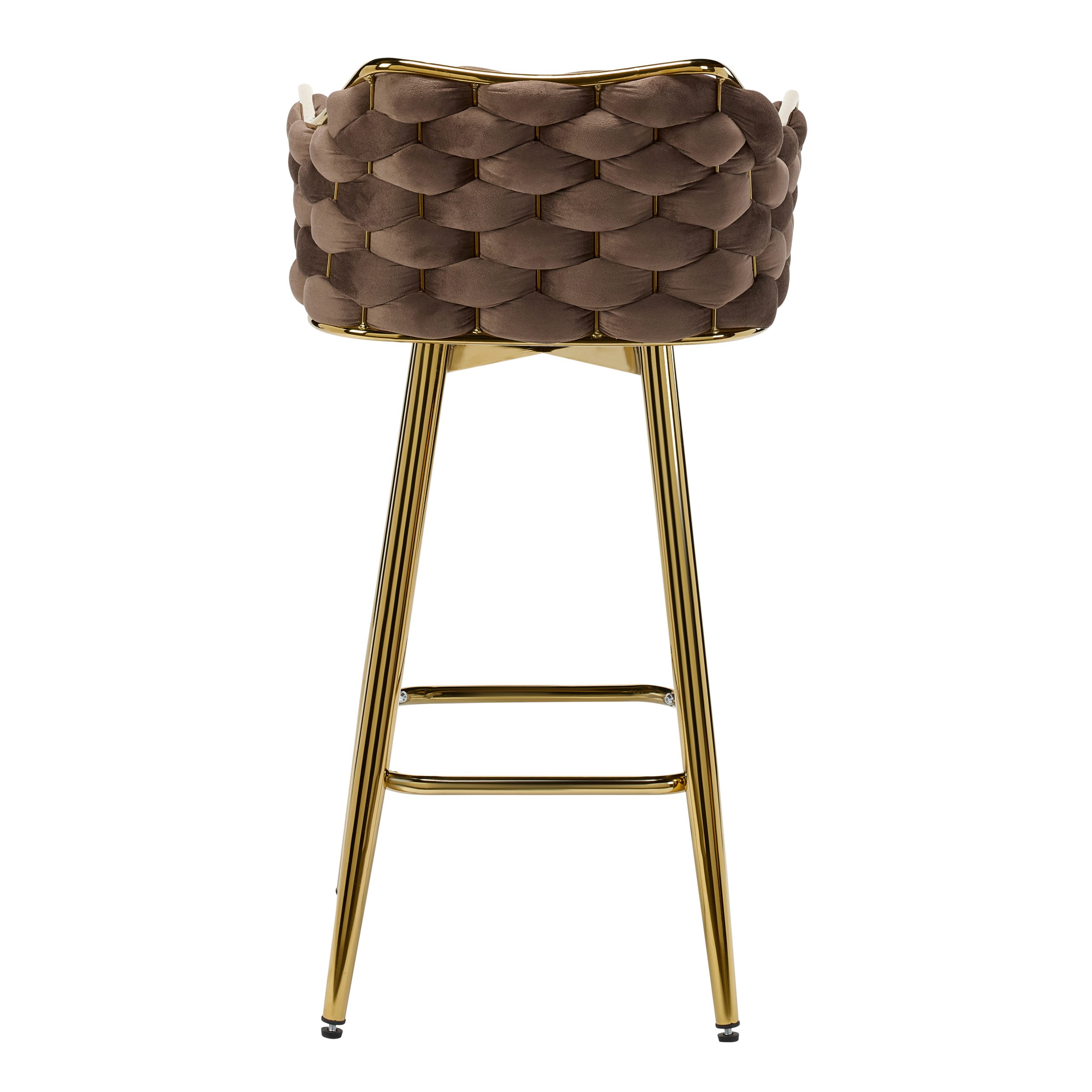 Knotted Brown Velvet Bar Stool - Image 4