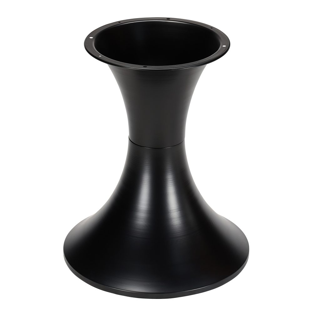 Sleek hourglass steel table base with a universal mounting plate and modern fixed‑height design. Strong, stylish, and ideal for custom tables in any space