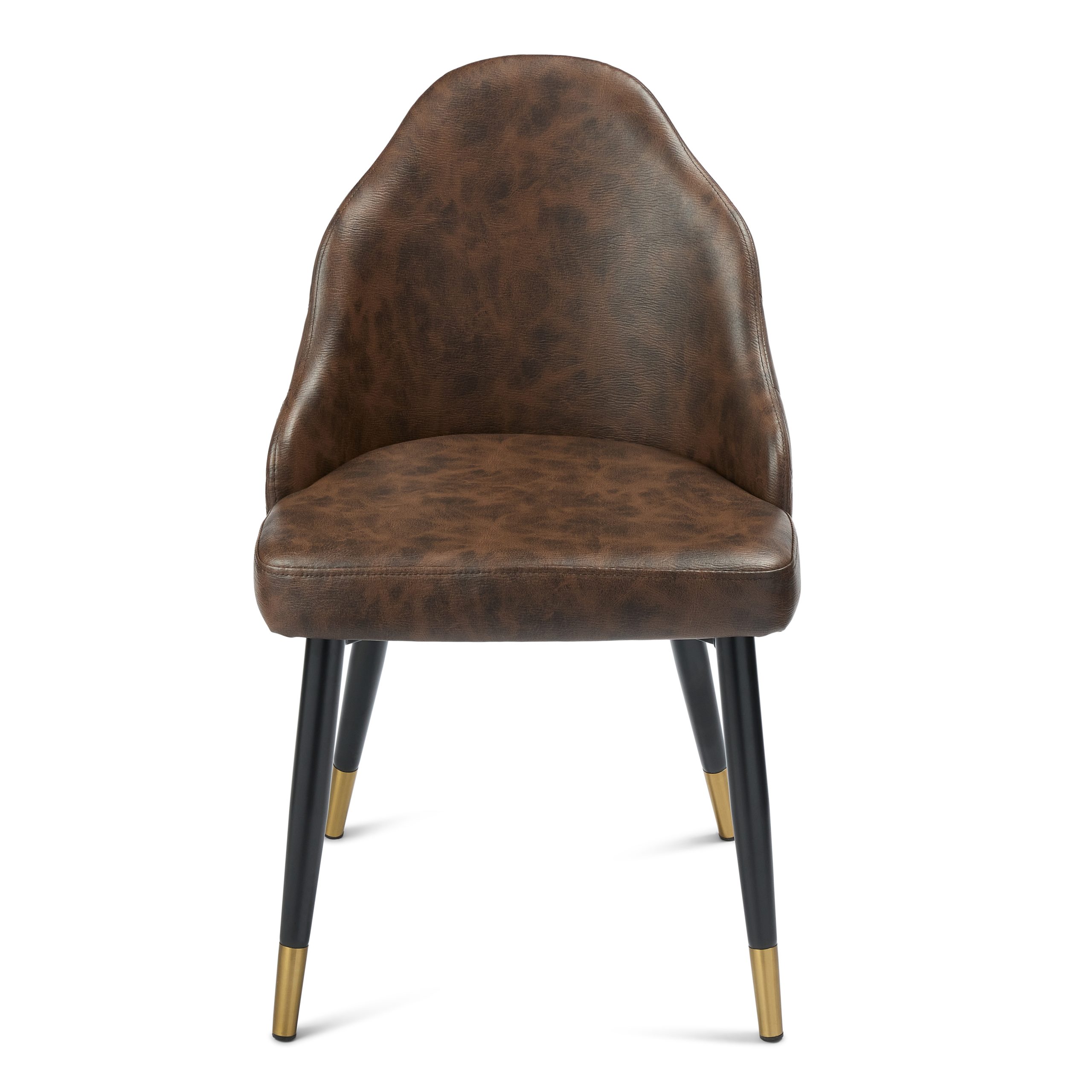Commercial Leather Dining Chair – Brown with Black & Gold Legs - Image 4