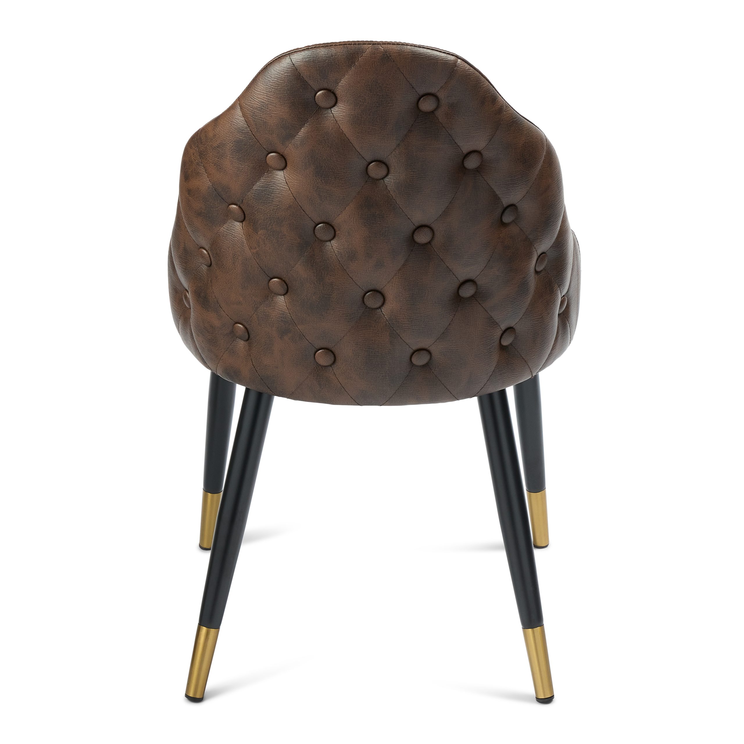 Commercial Leather Dining Chair – Brown with Black & Gold Legs - Image 3