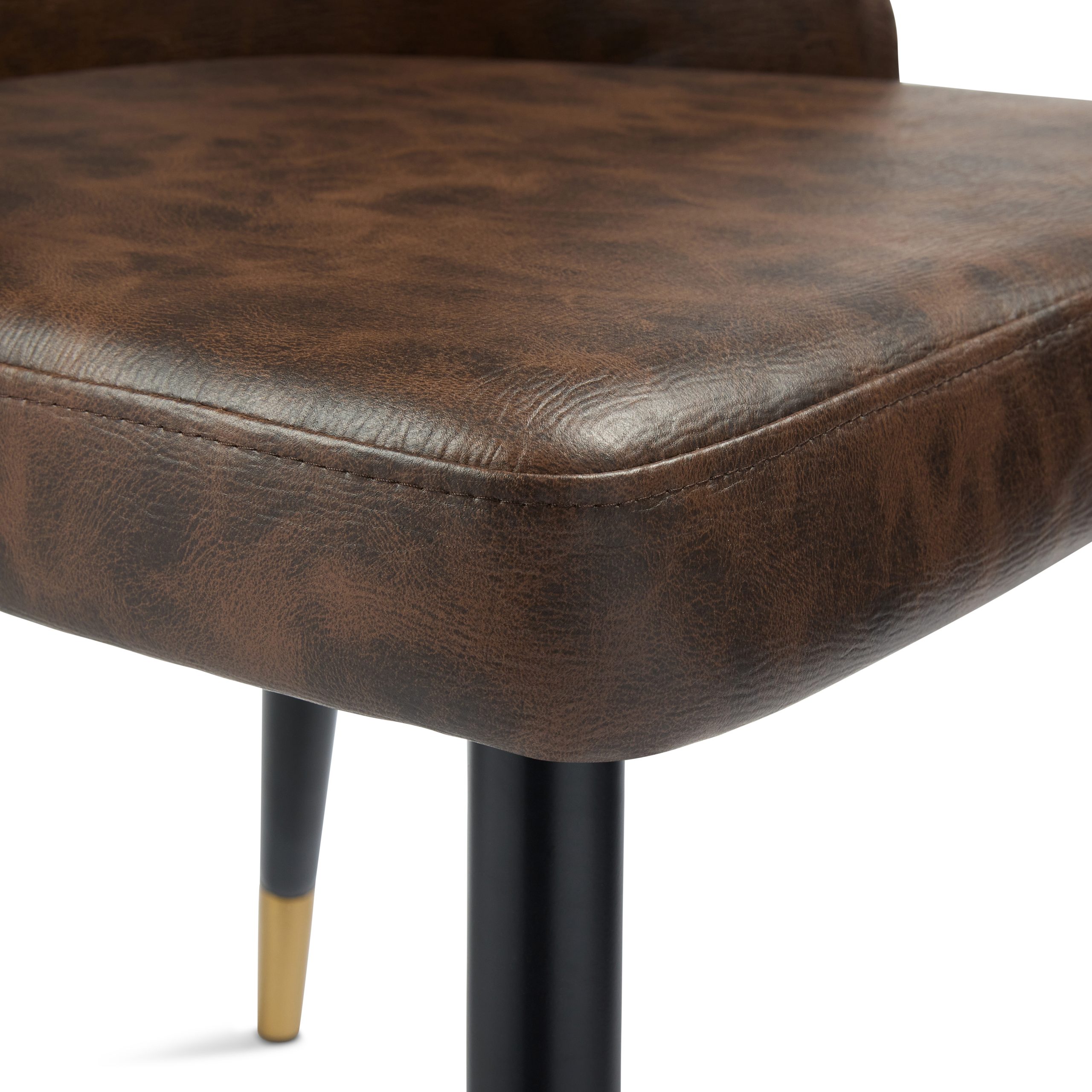 Commercial Leather Dining Chair – Brown with Black & Gold Legs - Image 5