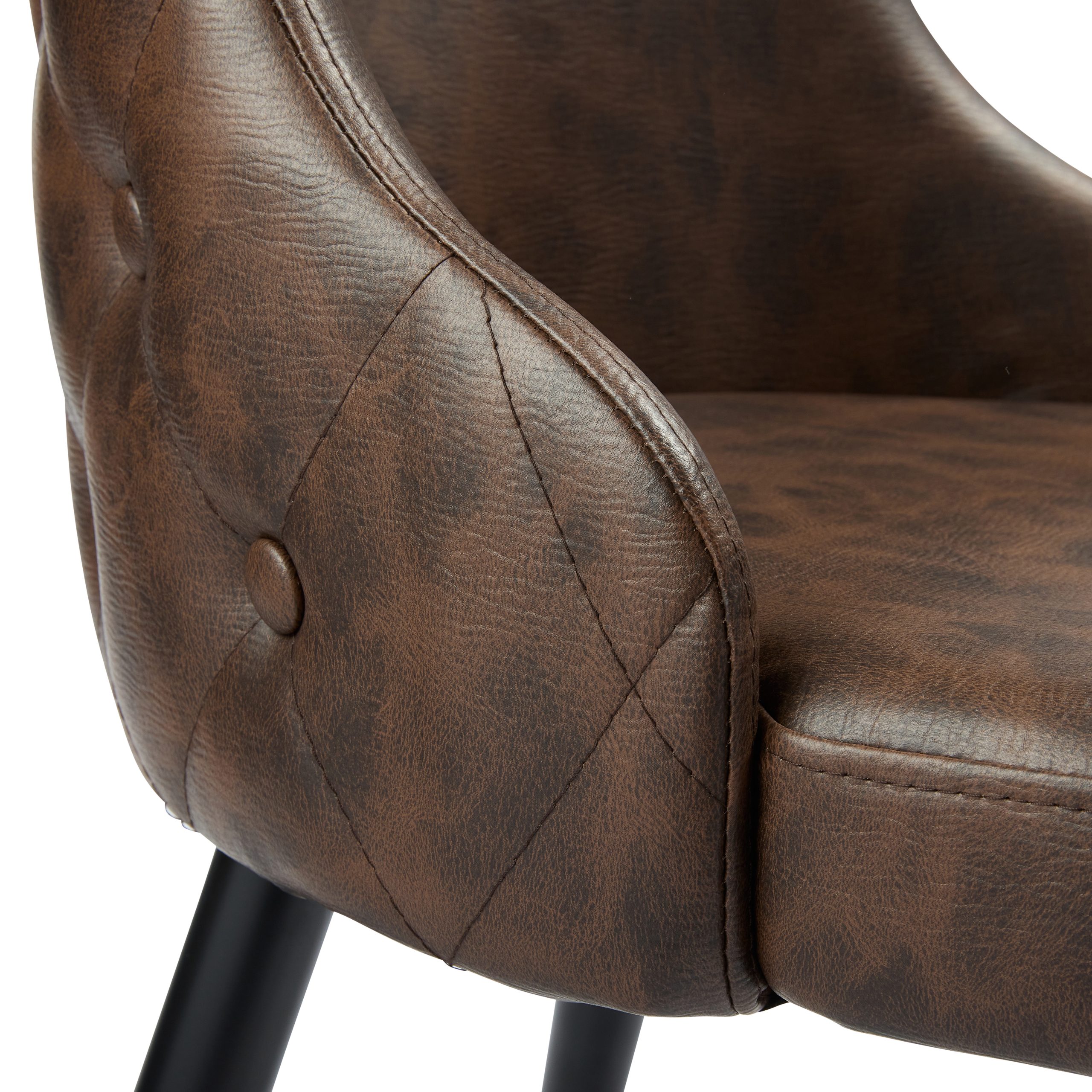 Commercial Leather Dining Chair – Brown with Black & Gold Legs - Image 6